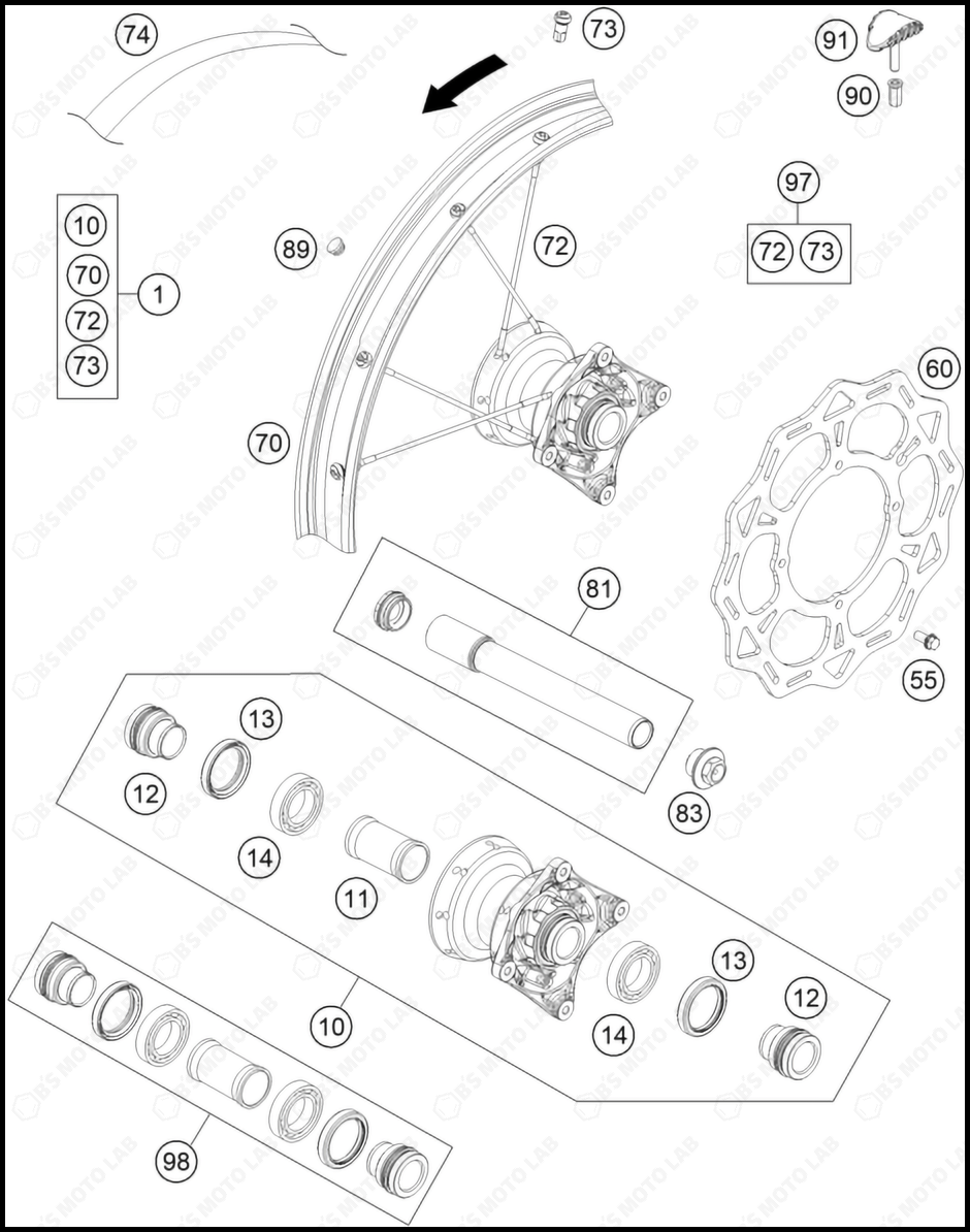 2025 HUSQ TC851714 FRONT WHEEL HUB CPL. 12 Genuine OEM Parts