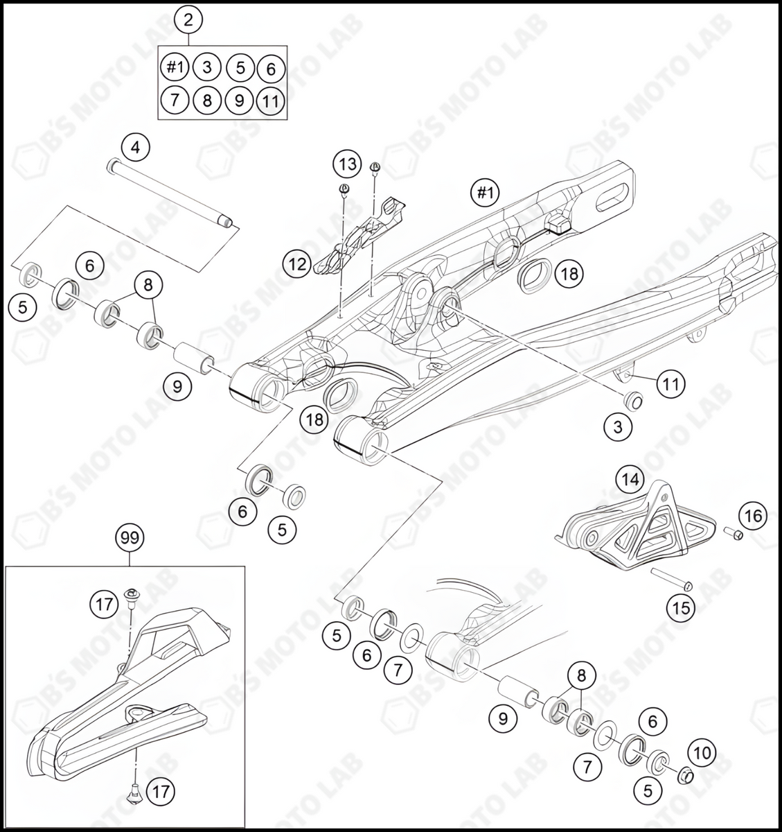 2024 HUSQ TC851714 Swing arm cpl. 85 SX/TC 18 Genuine OEM Parts