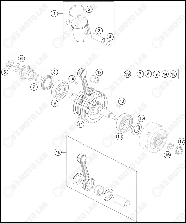 CRANKSHAFT, PISTON, 2023 HUSQVARNA TC-85-19-16