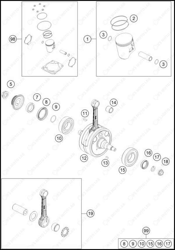 CRANKSHAFT, PISTON, 2025 HUSQVARNA TC-300