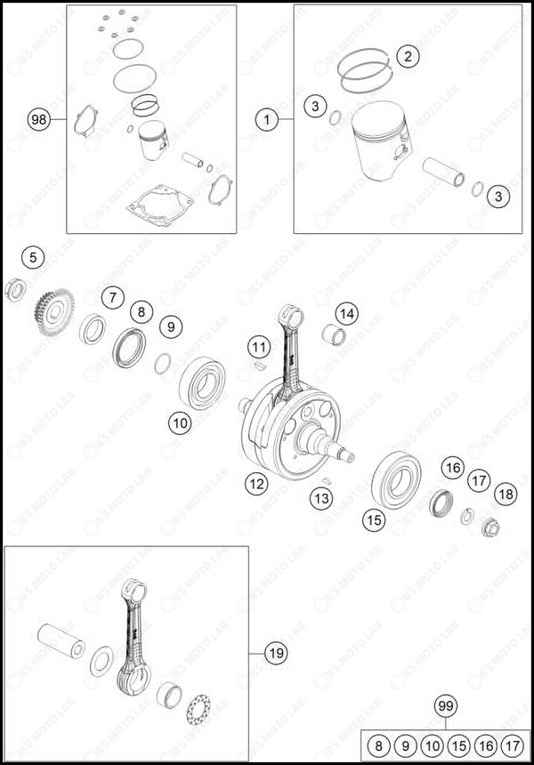CRANKSHAFT, PISTON, 2024 HUSQVARNA TE-300
