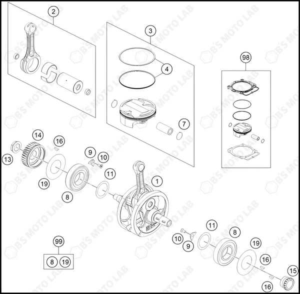 CRANKSHAFT, PISTON, 2023 HUSQVARNA FC-450