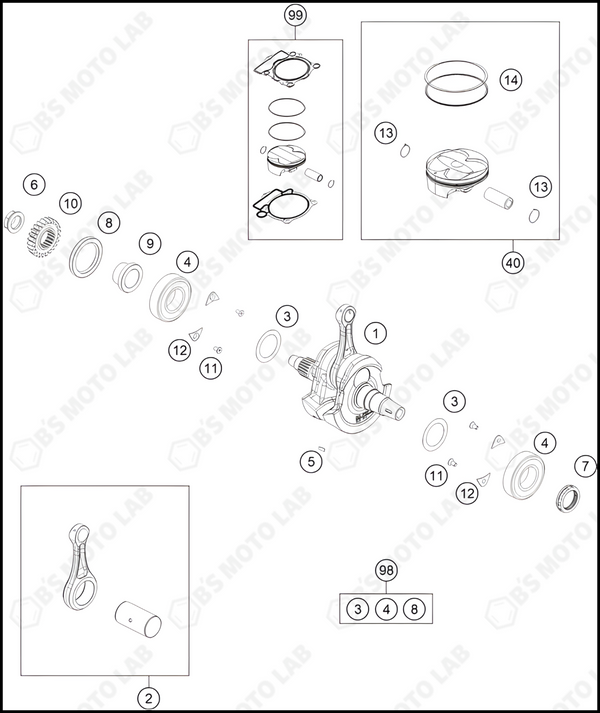 CRANKSHAFT, PISTON, 2024 HUSQVARNA FC-250