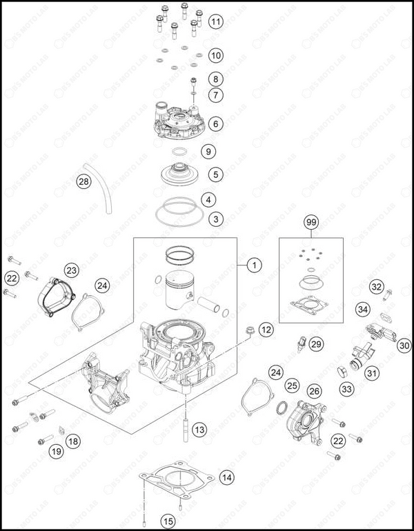 CYLINDER, CYLINDER HEAD, 2025 HUSQVARNA TC-125