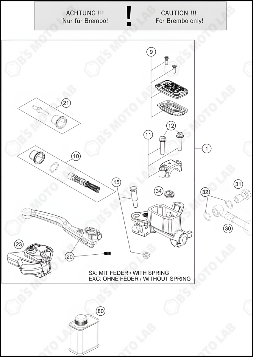 2024 HUSQ FC-450 HAND BRAKE CYLIND. CPL. SX 2014 | Genuine OEM Parts ...