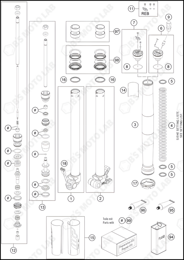 FRONT FORK DISASSEMBLED, 2024 HUSQVARNA TC-50
