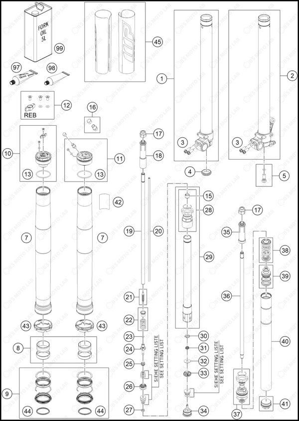 FRONT FORK DISASSEMBLED, 2025 HUSQVARNA TC-85-17-14