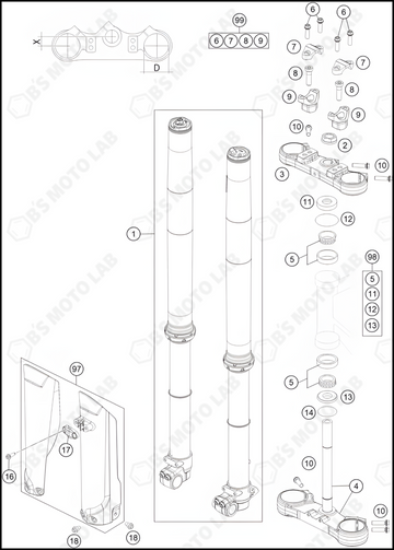 FRONT FORK, TRIPLE CLAMP, 2022 HUSQVARNA TC-85-19-16