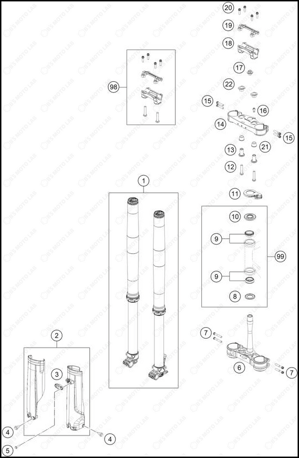 FRONT FORK, TRIPLE CLAMP, 2025 HUSQVARNA TE-300