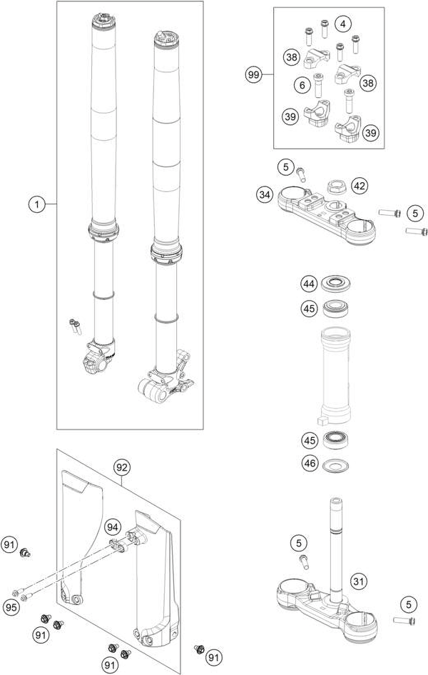 FRONT FORK, TRIPLE CLAMP, 2025 HUSQVARNA TC-50