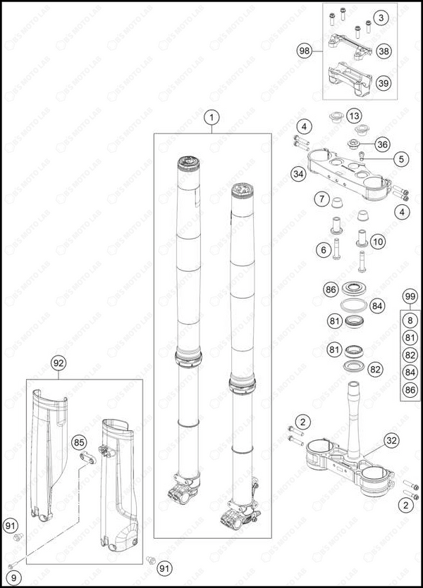 FRONT FORK, TRIPLE CLAMP, 2025 HUSQVARNA TC-300