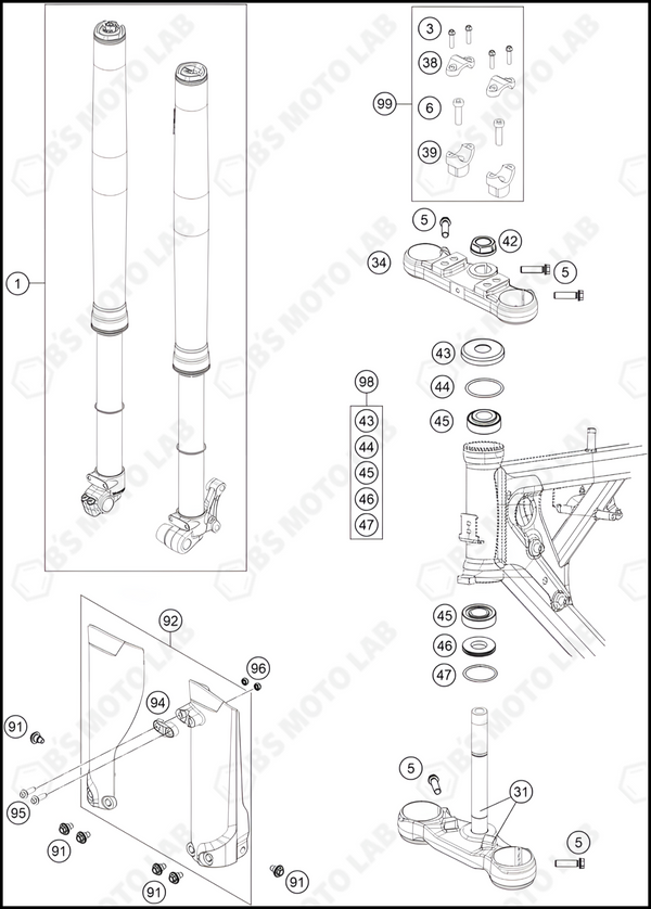 FRONT FORK, TRIPLE CLAMP, 2023 HUSQVARNA TC-65