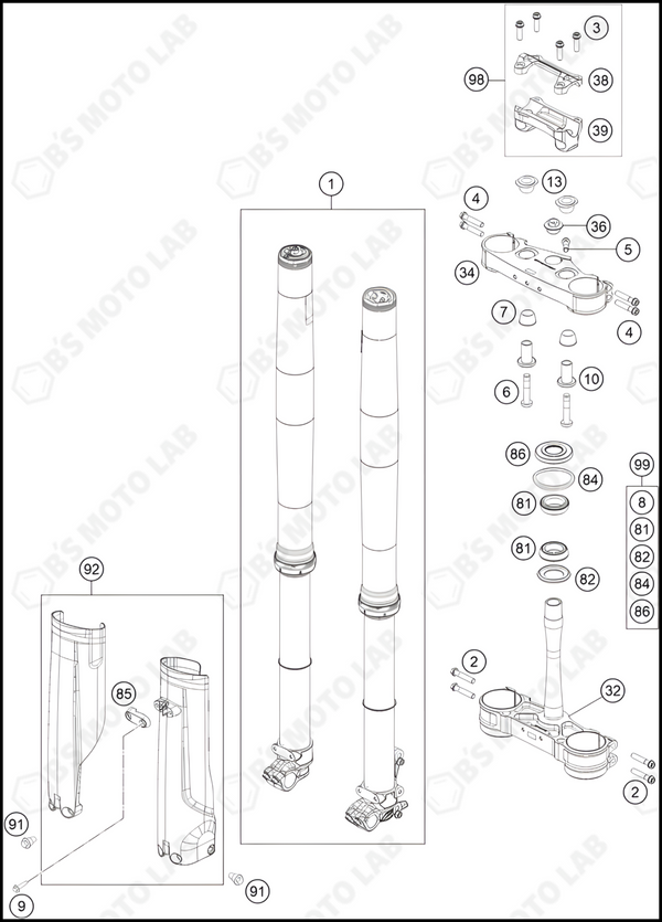 FRONT FORK, TRIPLE CLAMP, 2023 HUSQVARNA TC-250