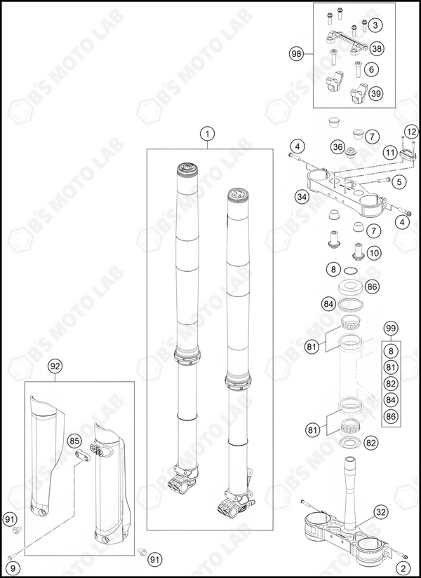 FRONT FORK, TRIPLE CLAMP, 2022 HUSQVARNA TC-250