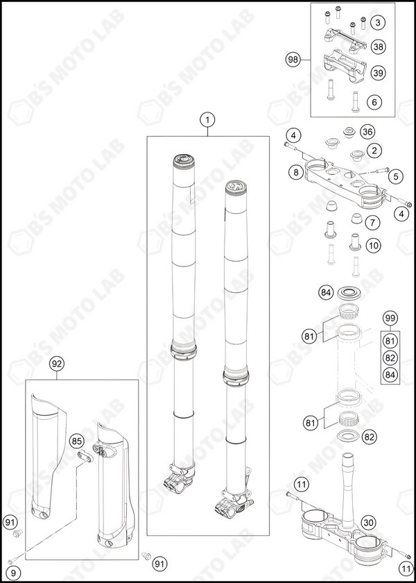 FRONT FORK, TRIPLE CLAMP, 2024 HUSQVARNA FC-450