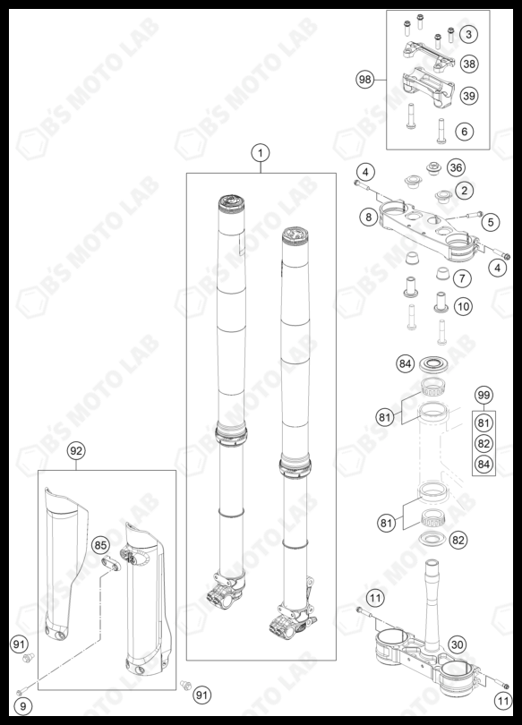 FRONT FORK, TRIPLE CLAMP, 2024 HUSQVARNA FC-250