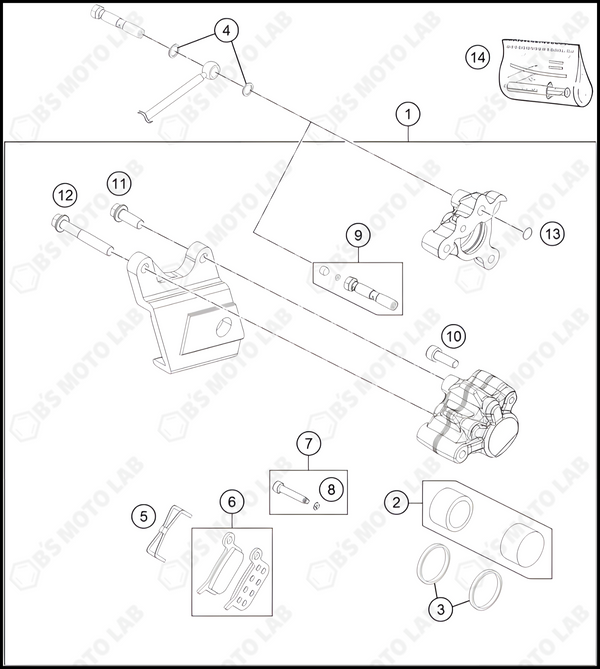 REAR BRAKE CALIPER, 2023 HUSQVARNA TC-50