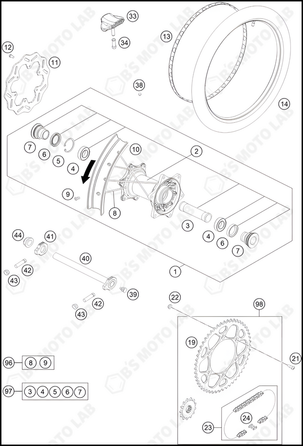 REAR WHEEL, 2023 HUSQVARNA FC-350