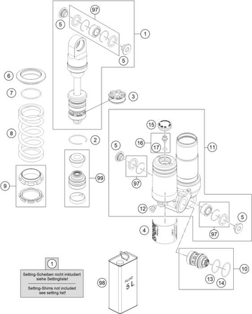 SHOCK ABSORBER DISASSEMBLED, 2025 HUSQVARNA TC-50