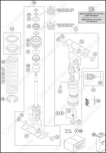 SHOCK ABSORBER DISASSEMBLED, 2023 HUSQVARNA TC-65