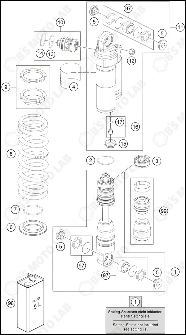 SHOCK ABSORBER DISASSEMBLED, 2024 HUSQVARNA TC-65