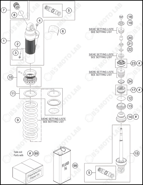 SHOCK ABSORBER DISASSEMBLED, 2023 HUSQVARNA TC-85-17-14