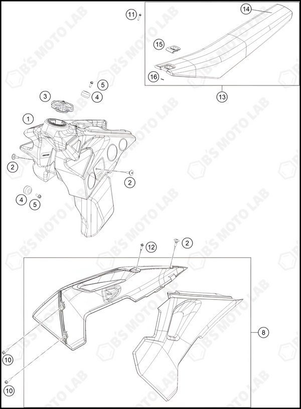 TANK, SEAT, 2024 HUSQVARNA FE-501-S