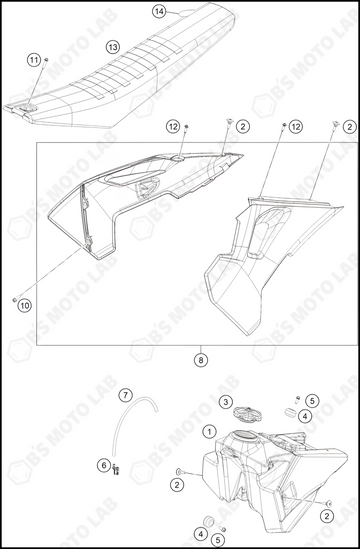 TANK, SEAT, 2023 HUSQVARNA TC-250