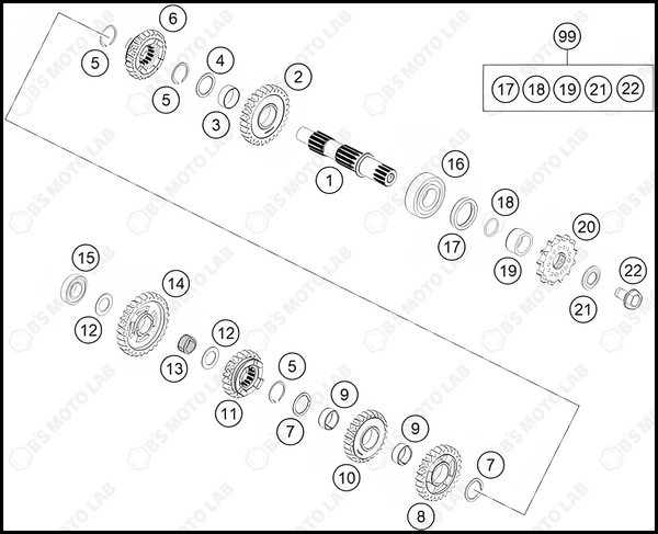 TRANSMISSION I - MAIN SHAFT, 2023 HUSQVARNA TC-85-17-14